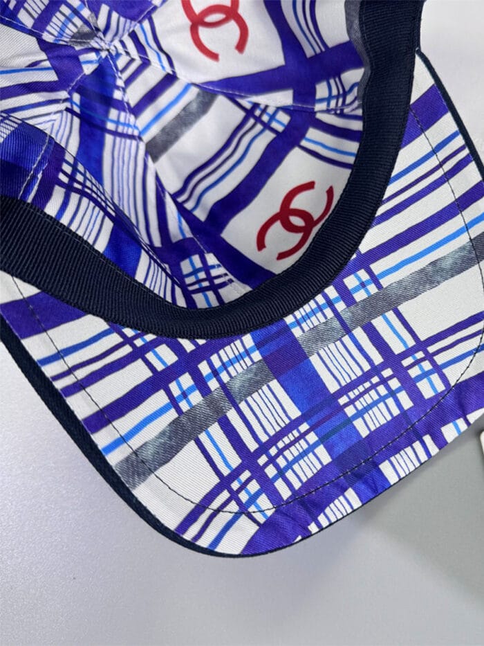 Chanel Pearl CC Baseball Cap (Navy Tartan Lining) Navy - Master Quality 1:1 - Image 5