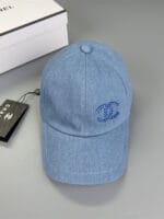 Chanel Rhinestone Blue Washed Denim CC Baseball Cap - Master Quality 1:1 - Image 2