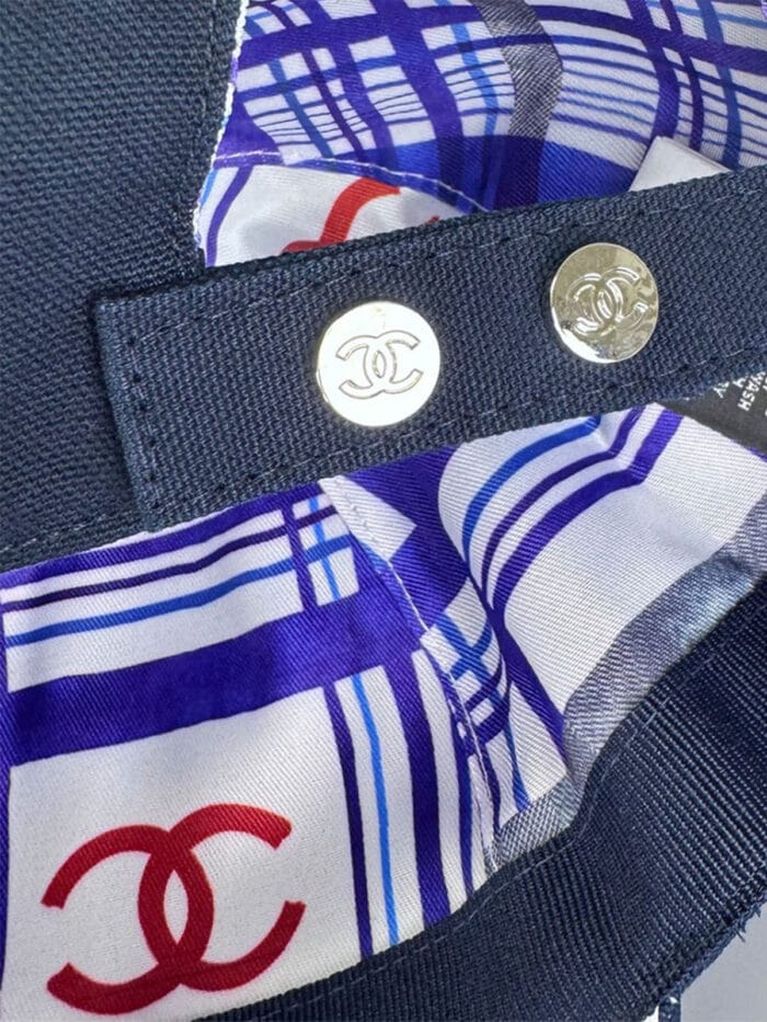Chanel Pearl CC Baseball Cap (Navy Tartan Lining) Navy - Master Quality 1:1 - Image 4