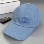 Chanel Rhinestone Blue Washed Denim CC Baseball Cap - Master Quality 1:1