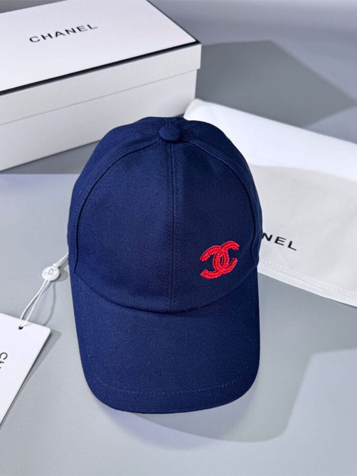 Chanel Pearl CC Baseball Cap (Navy Tartan Lining) Navy - Master Quality 1:1 - Image 3