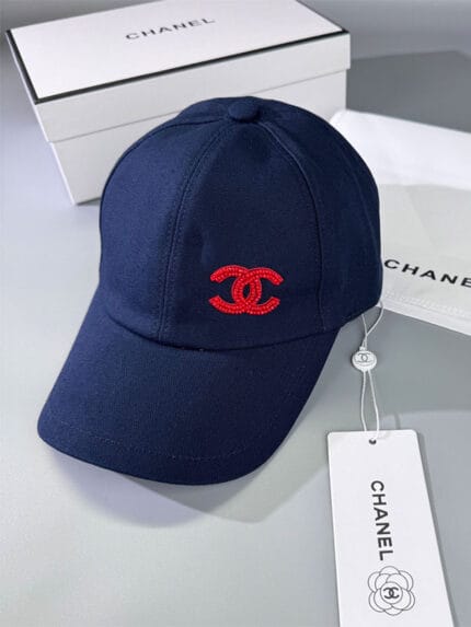Chanel Pearl CC Baseball Cap (Navy Tartan Lining) Navy - Master Quality 1:1