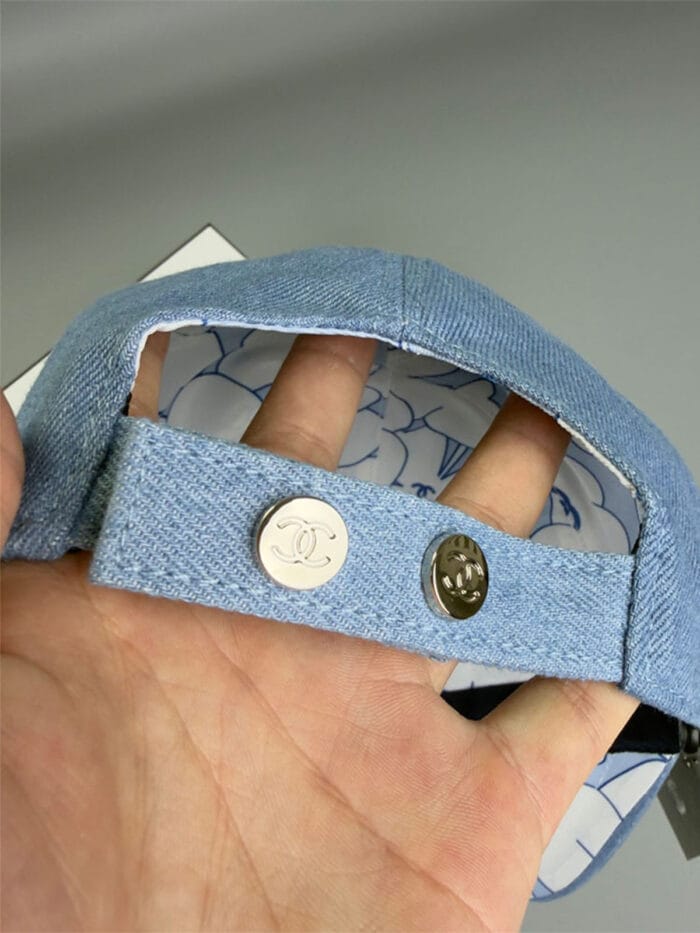 Chanel Rhinestone Blue Washed Denim CC Baseball Cap - Master Quality 1:1 - Image 4