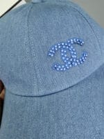 Chanel Rhinestone Blue Washed Denim CC Baseball Cap - Master Quality 1:1 - Image 3