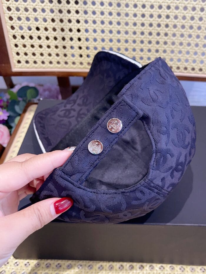Chanel 24P Contrast Piping Jacquard CC Baseball Cap Black - Master Quality 1:1 - Image 4
