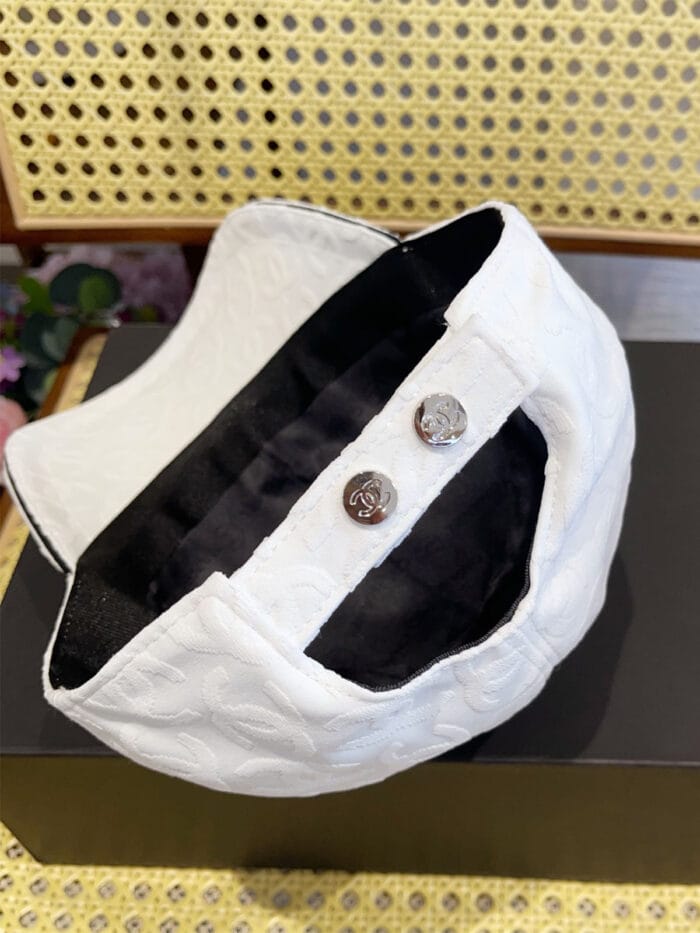 Chanel 24P Contrast Piping Jacquard CC Baseball Cap White - Master Quality 1:1 - Image 5