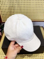 Chanel 24P Contrast Piping Jacquard CC Baseball Cap White - Master Quality 1:1 - Image 3