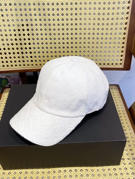 Chanel 24P Contrast Piping Jacquard CC Baseball Cap White - Master Quality 1:1