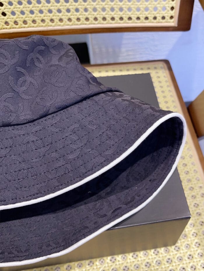 Chanel 24P Jacquard CC Logo Bucket Hat (Tartan Lining) Black - Master Quality 1:1 - Image 5