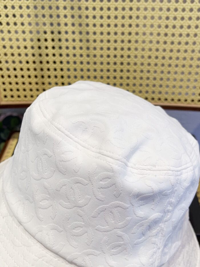 Chanel 24P Jacquard CC Logo Bucket Hat (Tartan Lining) White - Master Quality 1:1 - Image 3