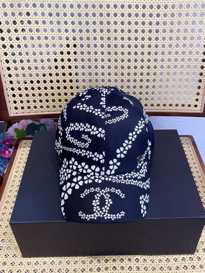 Chanel 24P Limited Camellia Print CC Baseball Cap Black - Master Quality 1:1 - Image 2