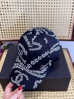 Chanel 24P Limited Camellia Print CC Baseball Cap Black - Master Quality 1:1 - Image 3