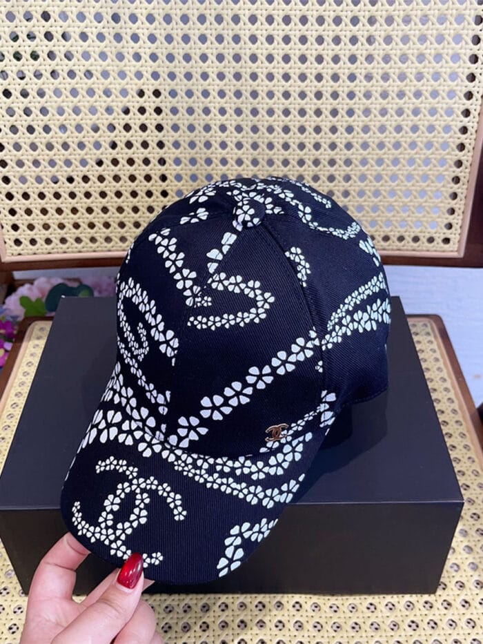 Chanel 24P Limited Camellia Print CC Baseball Cap Black - Master Quality 1:1 - Image 3