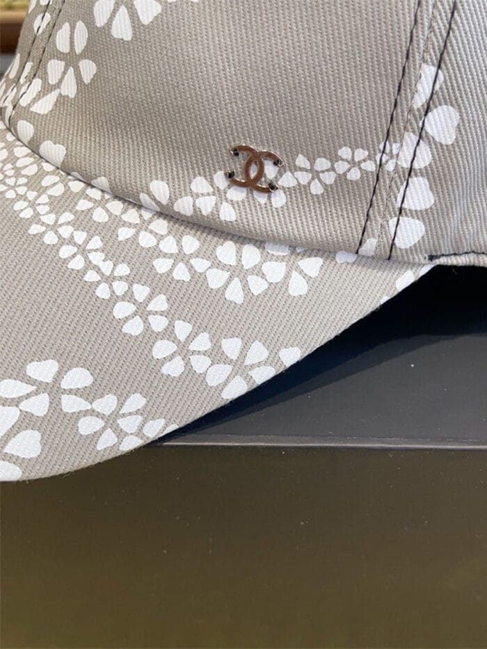 Chanel 24P Limited Camellia Print CC Baseball Cap Grey - Master Quality 1:1 - Image 4