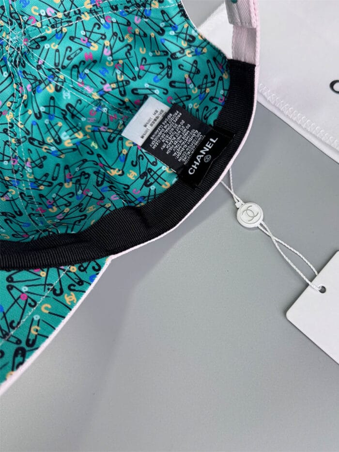 Chanel Pearl CC Baseball Cap (Turquoise Safety Pin Lining) Black - Master Quality 1:1 - Image 5