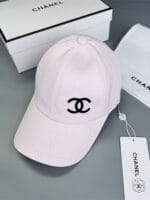 Chanel Pearl CC Baseball Cap (Black Safety Pin Print Lining) Light Pink - Master Quality 1:1