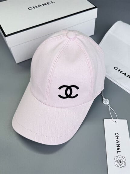 Chanel Pearl CC Baseball Cap (Black Safety Pin Print Lining) Light Pink - Master Quality 1:1