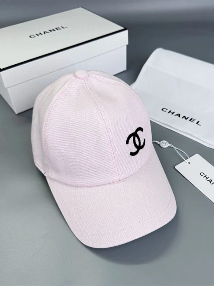 Chanel Pearl CC Baseball Cap (Turquoise Safety Pin Lining) Light Pink - Master Quality 1:1 - Image 2