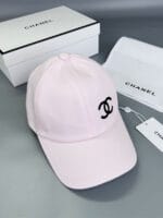 Chanel Pearl CC Baseball Cap (Black Safety Pin Print Lining) Light Pink - Master Quality 1:1 - Image 2