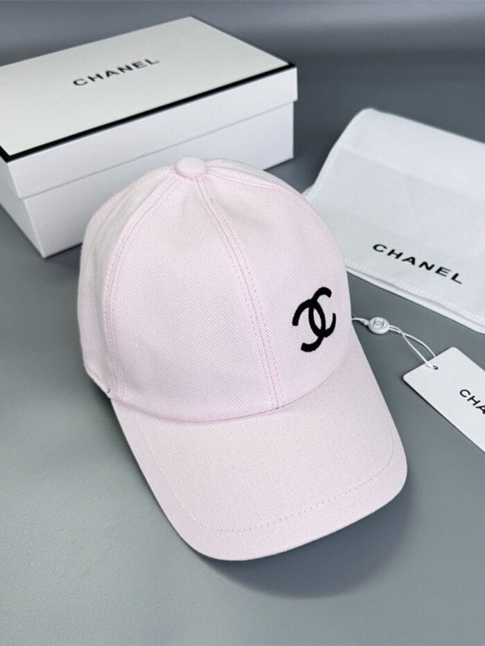 Chanel Pearl CC Baseball Cap (Black Safety Pin Print Lining) Light Pink - Master Quality 1:1 - Image 2