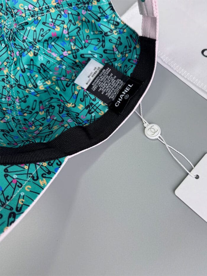 Chanel Pearl CC Baseball Cap (Turquoise Safety Pin Lining) Light Pink - Master Quality 1:1 - Image 6