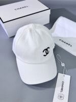 Chanel Pearl CC Baseball Cap (Black Safety Pin Print Lining) White - Master Quality 1:1 - Image 2