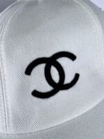 Chanel Pearl CC Baseball Cap (Black Safety Pin Print Lining) White - Master Quality 1:1 - Image 3