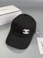 Chanel Pearl CC Baseball Cap (Bordeaux Tartan Lining) Black - Master Quality 1:1