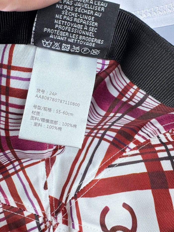 Chanel Pearl CC Baseball Cap (Bordeaux Tartan Lining) Black - Master Quality 1:1 - Image 6