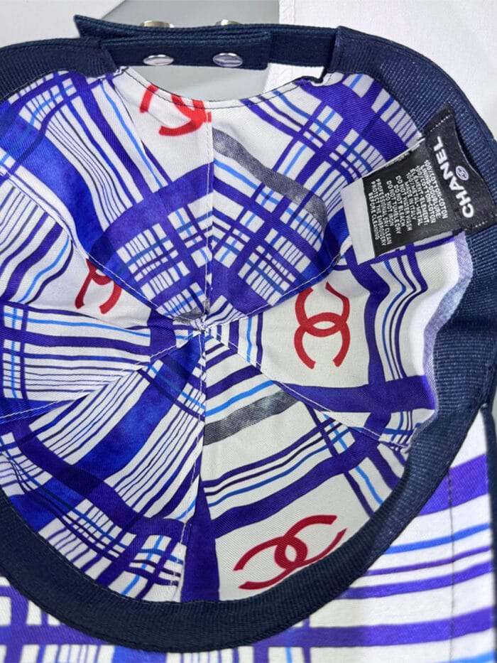 Chanel Pearl CC Baseball Cap (Bordeaux Tartan Lining) Navy - Master Quality 1:1 - Image 4
