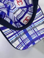 Chanel Pearl CC Baseball Cap (Bordeaux Tartan Lining) Navy - Master Quality 1:1 - Image 5
