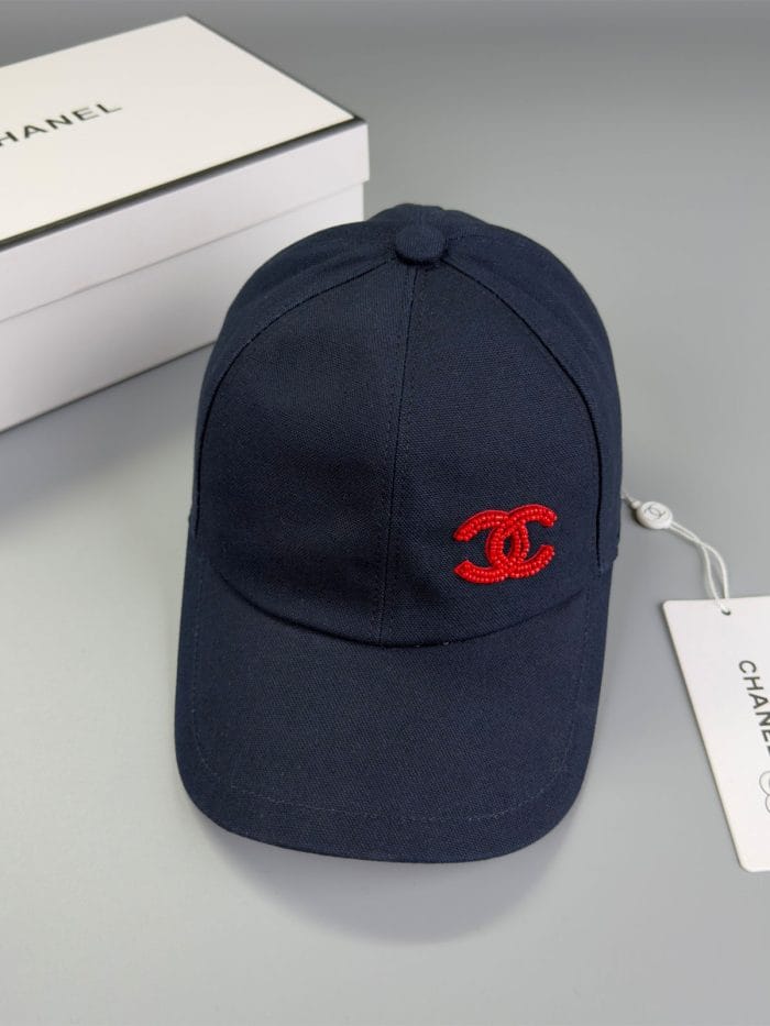 Chanel Pearl CC Baseball Cap (Navy Tartan Lining) Black - Master Quality 1:1 - Image 2