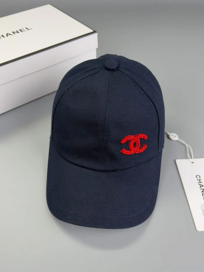 Chanel Pearl CC Baseball Cap (Navy Tartan Lining) Black - Master Quality 1:1 - Image 2