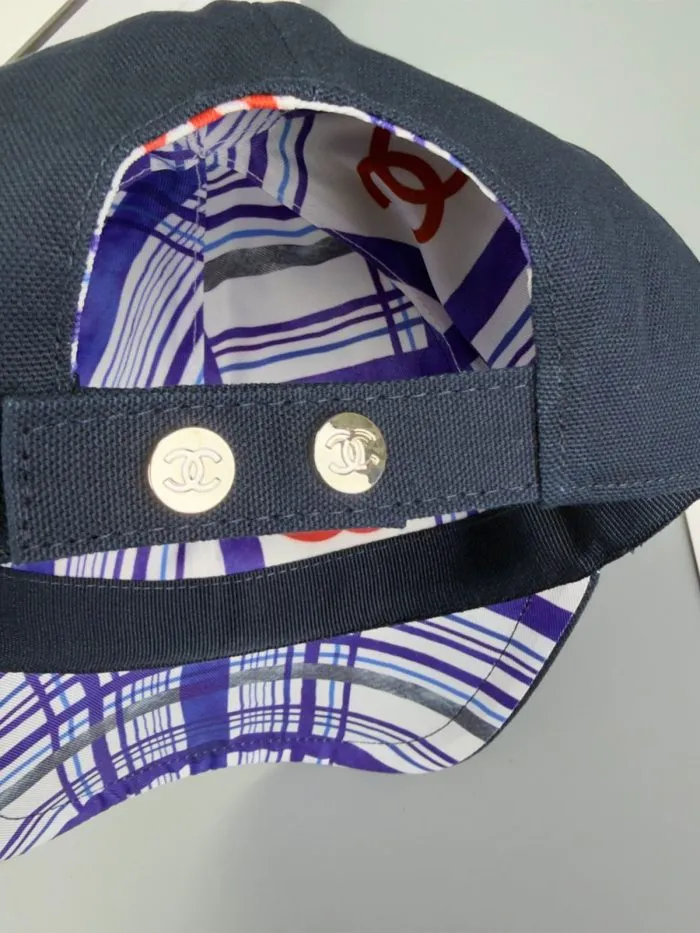 Chanel Pearl CC Baseball Cap (Navy Tartan Lining) Black - Master Quality 1:1 - Image 3