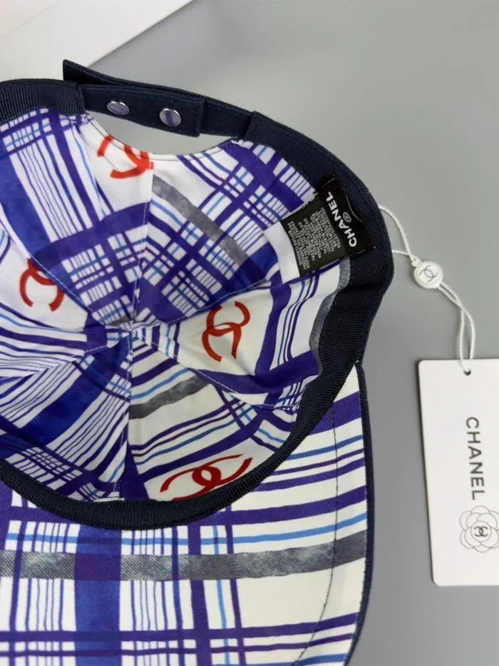 Chanel Pearl CC Baseball Cap (Navy Tartan Lining) Black - Master Quality 1:1 - Image 4