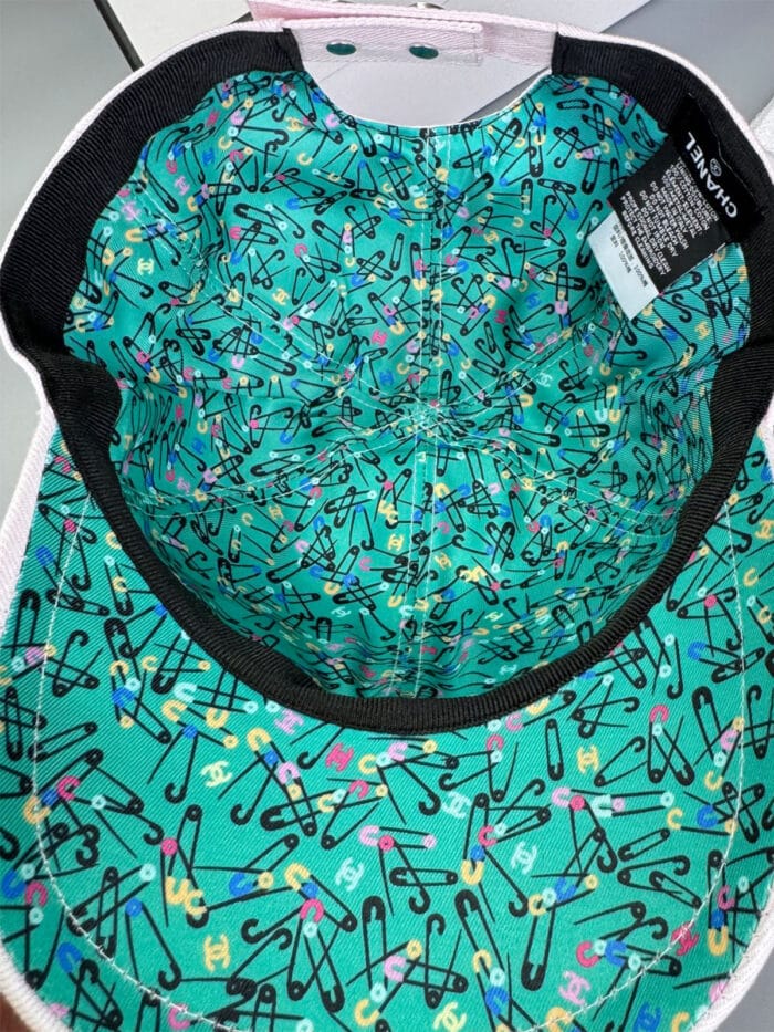 Chanel Pearl CC Baseball Cap (Turquoise Safety Pin Lining) White - Master Quality 1:1 - Image 5