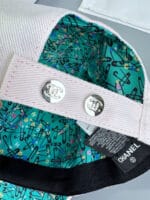 Chanel Pearl CC Baseball Cap (Turquoise Safety Pin Lining) White - Master Quality 1:1 - Image 4