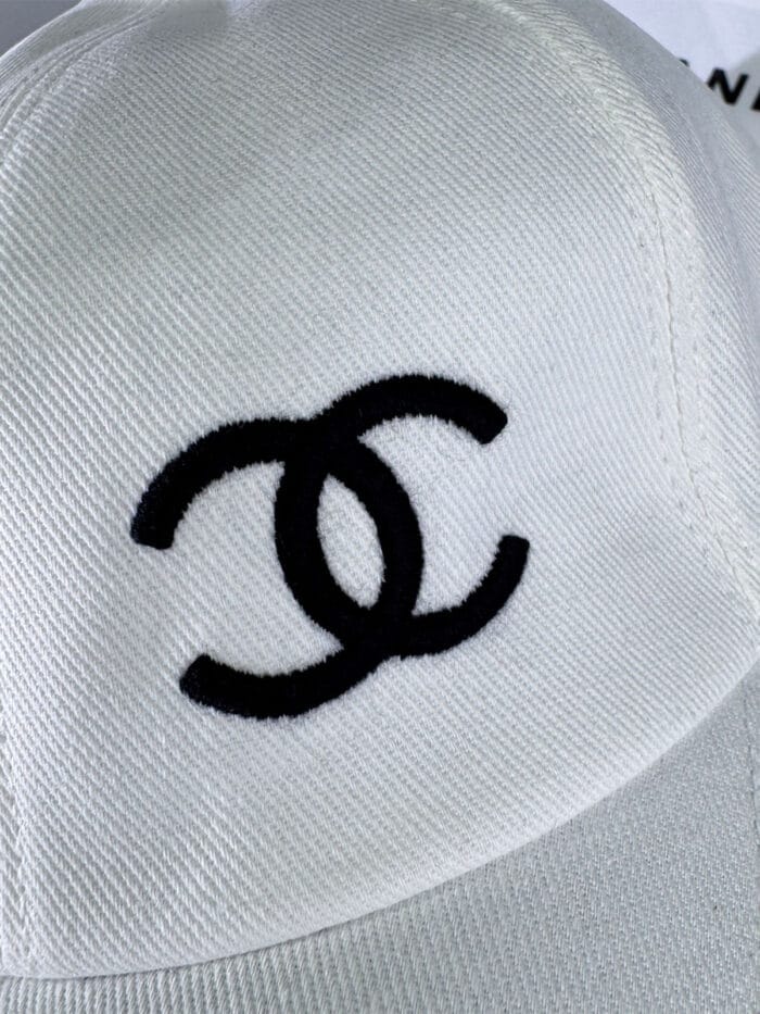 Chanel Pearl CC Baseball Cap (Turquoise Safety Pin Lining) White - Master Quality 1:1 - Image 3