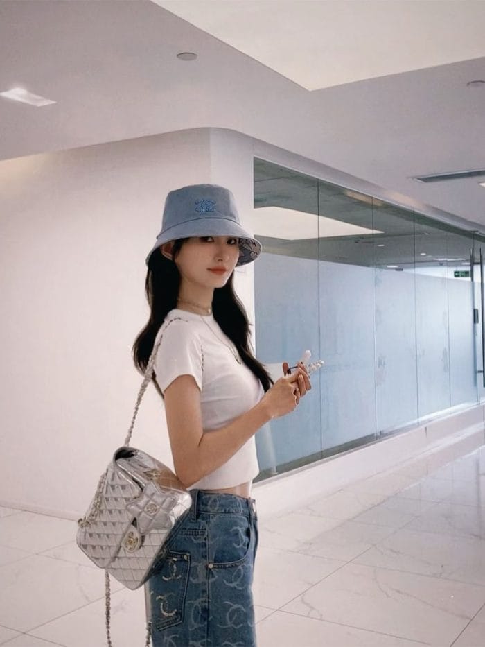 Chanel Reversible Denim CC Bucket Hat (Camellia Interior) Blue - Master Quality 1:1 - Image 7