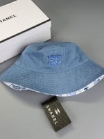 Chanel Reversible Denim CC Bucket Hat (Camellia Interior) Blue - Master Quality 1:1 - Image 4