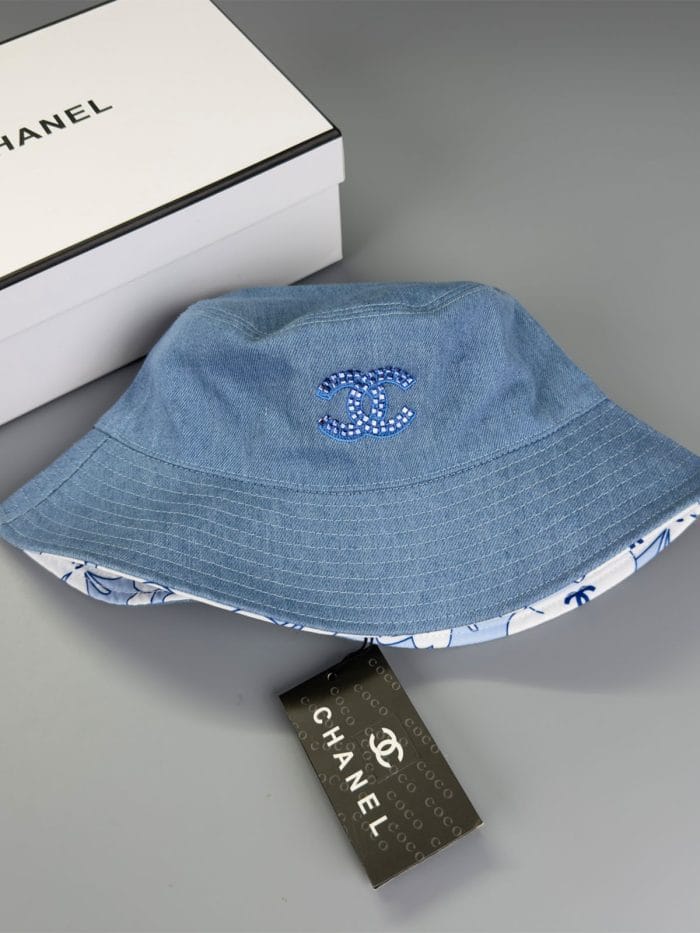 Chanel Reversible Denim CC Bucket Hat (Camellia Interior) Blue - Master Quality 1:1 - Image 4