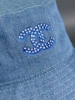 Chanel Reversible Denim CC Bucket Hat (Camellia Interior) Blue - Master Quality 1:1 - Image 5