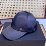 Chanel Silk Satin Metal CC Logo Baseball Cap Black - Master Quality 1:1