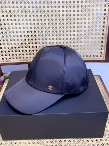 Chanel Silk Satin Metal CC Logo Baseball Cap Black - Master Quality 1:1