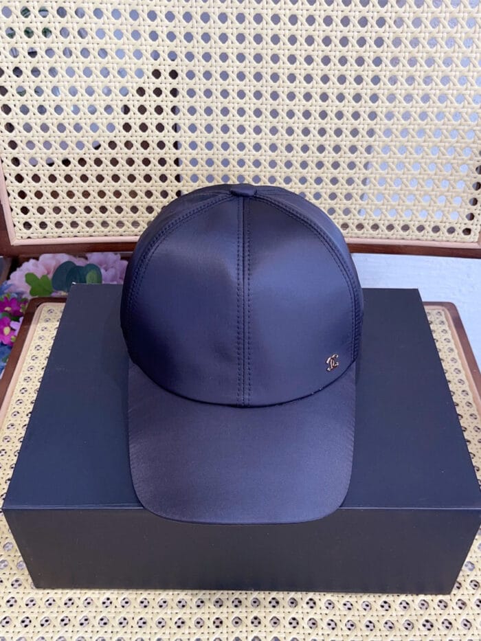 Chanel Silk Satin Metal CC Logo Baseball Cap Black - Master Quality 1:1 - Image 2