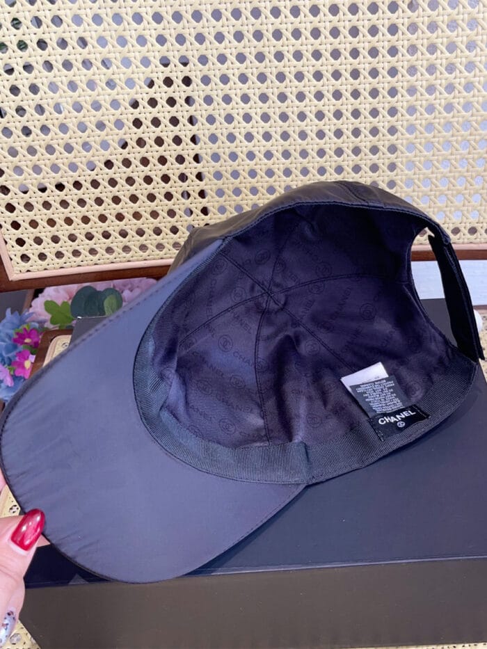 Chanel Silk Satin Metal CC Logo Baseball Cap Black - Master Quality 1:1 - Image 4