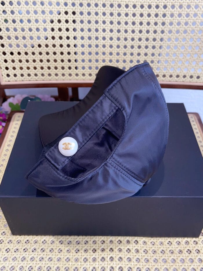 Chanel Silk Satin Metal CC Logo Baseball Cap Black - Master Quality 1:1 - Image 5