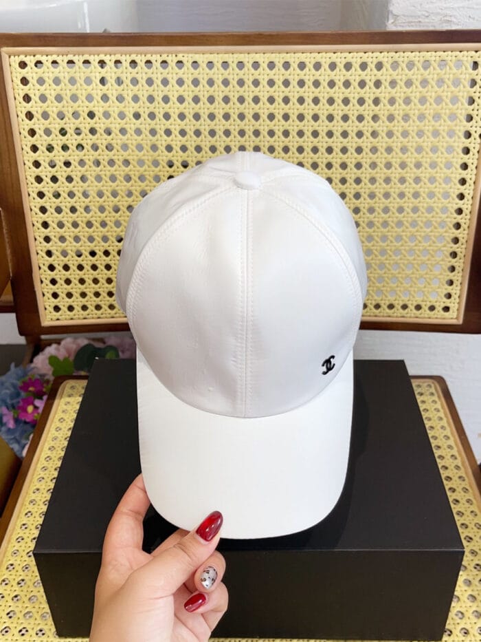 Chanel Silk Satin Metal CC Logo Baseball Cap White - Master Quality 1:1 - Image 5