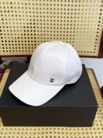 Chanel Silk Satin Metal CC Logo Baseball Cap White - Master Quality 1:1